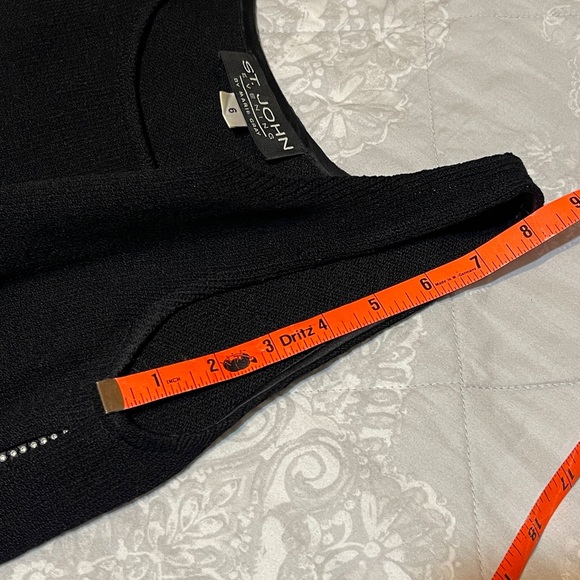 St JOHN Evening Top Black w/ Rhinestone Zippers - Picture 5 of 12